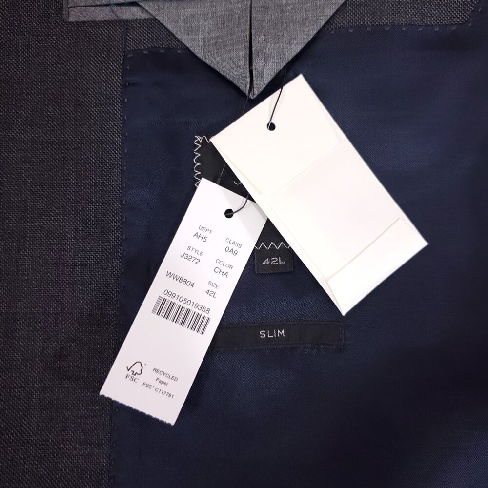 J Crew Ludlow Slim fit Suit Jacket 42L Tollegno 1900 Italian 3D Wool Charcoal - Picture 7 of 16